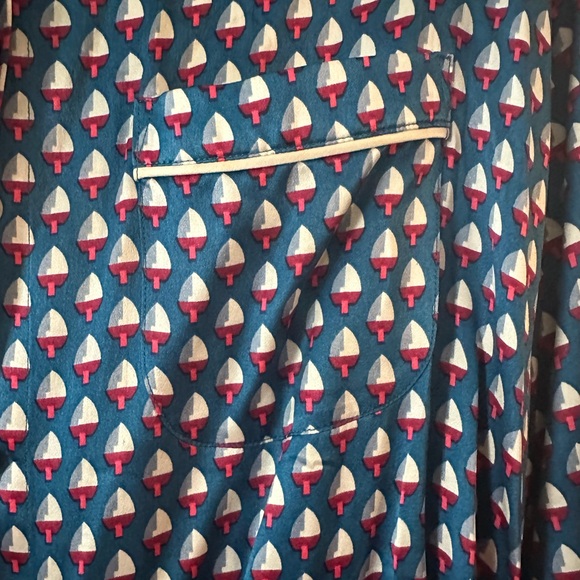 Olivia Von Halle Silk Patterned Button-Up Sleep Shirt - Picture 4 of 7